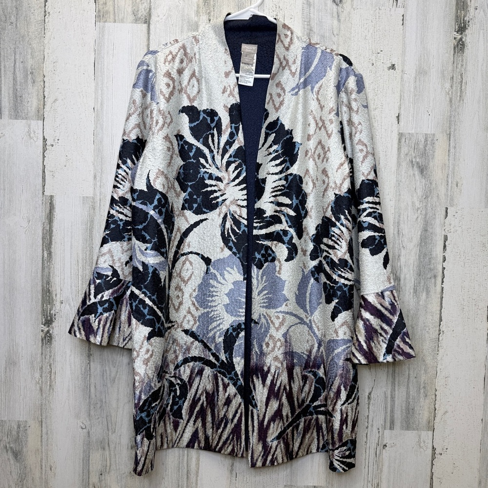 Chico's Travelers Collection Reversible Floral Crushed Jacket.